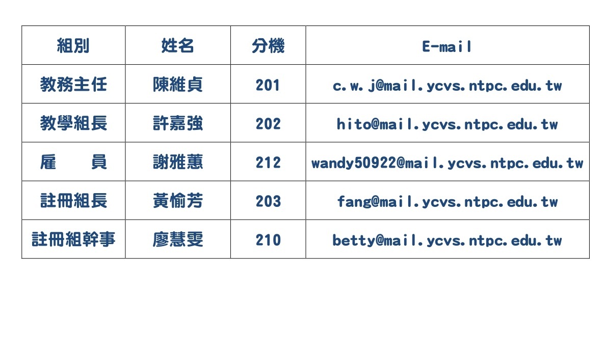 教務處人員